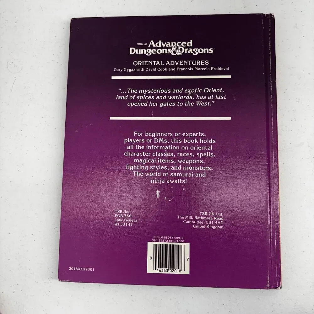 TSR ORIENTAL ADVENTURES‎ 1985 1st print 1st Edition Dungeons & Dragons